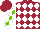 Maroon and white diamonds, white sleeves, light green diamonds