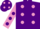 Purple, mauve spots, mauve sleeves, purple spots, purple cap, mauve spots