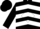 Black,red & white chevrons,'ko' in diamond on back