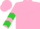 Shocking pink, lime green 'h', lime green chevrons on sleeves