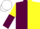 Maroon and Yellow (halved), sleeves reversed, White cap