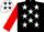 Black, white 'm$', white stars on red sleeves