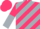 Cerise and silver diagonal stripes, halved sleeves, cerise cap
