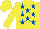 Yellow, royal blue stars, yellow cap