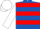 Royal blue, red hoops, white sleeves and cap