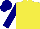 Yellow, navy sleeves, navy cap