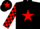 Black, red star, check sleeves, red star on cap