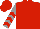 Red, grey and red chevrons on sleeves
