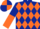 DARK BLUE & ORANGE DIAMONDS, halved sleeves, quartered cap