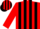 Red & black diagonal thirds, red & black jws, black stripes on red sleeves