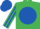 Emerald Green, Royal Blue disc, striped sleeves, Royal Blue cap