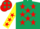 Dark Green, Red stars, Yellow sleeves, Red stars