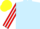 Light blue, red and white striped sleeves, yellow cap