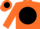Orange, orange 't' in black ball
