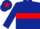 Dark blue, red hoop, dark blue sleeves, red star on cap