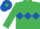 Emerald Green, Royal Blue triple diamond, Royal Blue cap, Emerald Green diamond