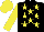 Black and yellow stars, yellow sleeves, yellow cap