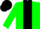 Green body, black stripe, green arms, black hoops on green sleeves, black cap