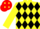 YELLOW & BLACK DIAMONDS, red cap, yellow diamonds
