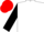 white, black sleeves, red cap