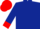 dark blue, red cuffs and cap
