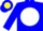 Blue, yellow lightning bolt on white ball