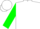 White, hunter green circled 'g', hunter green sleeves