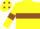 Yellow, Brown hoop, armlets and spots on cap