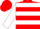 Red, white hoops, green bars on white sleeves, red cap