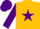 Gold, purple star, purple sleeves, purple cap