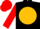 Black, red roses on gold ball, red sleeves, red cap