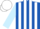 Royal blue and white stripes, light blue sleeves, white cap