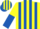 Yellow and royal blue stripes, halved sleeves