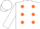 White with orange dots, white cap