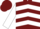 Burgundy, white chevrons, white sleeves, burgundy cap
