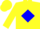 Yellow, blue diamond belt, blue diamond band on sleeves