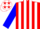 Red w/ white stripes and blue sleeves w/ stars fah logo on back