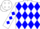 White with blue diamonds front and back and b logo on back