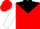 Red, black yoke and dice, white bars on sleeves, red cap