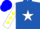 Royal blue, white star of david, white sleeves, yellow diamonds, blue cap