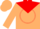 Tan, red yoke, red 'jhc' in red circle frame, red bar on sleeves