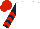 White, dark blue and red chevrons on sleeves, red cap