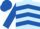 Light blue, royal blue chevrons, sleeves and cap