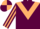 Maroon, beige chevron, striped sleeves, quartered cap