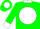 Green,white collar,cuffs & band,'b' in white ball on back