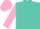 Turquoise, Pink sleeves and cap