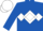 Royal blue, white diamond with 'cle', royal blue sleeves with white diamond hoop, royal cap