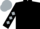 Black, silver 'gg', silver diamonds on sleeves, black and silver cap