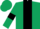 Dark green body, black stripe, dark green arms, black armlets, dark green cap