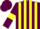 Maroon and Yellow stripes, Maroon sleeves, Yellow armlets, Maroon cap